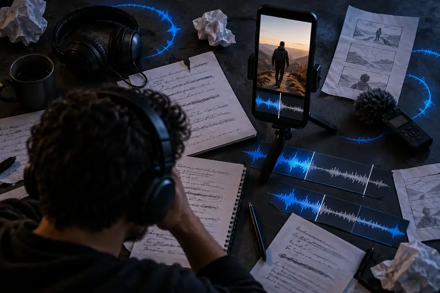 Unstructured voiceover timing beside a CapCut edit