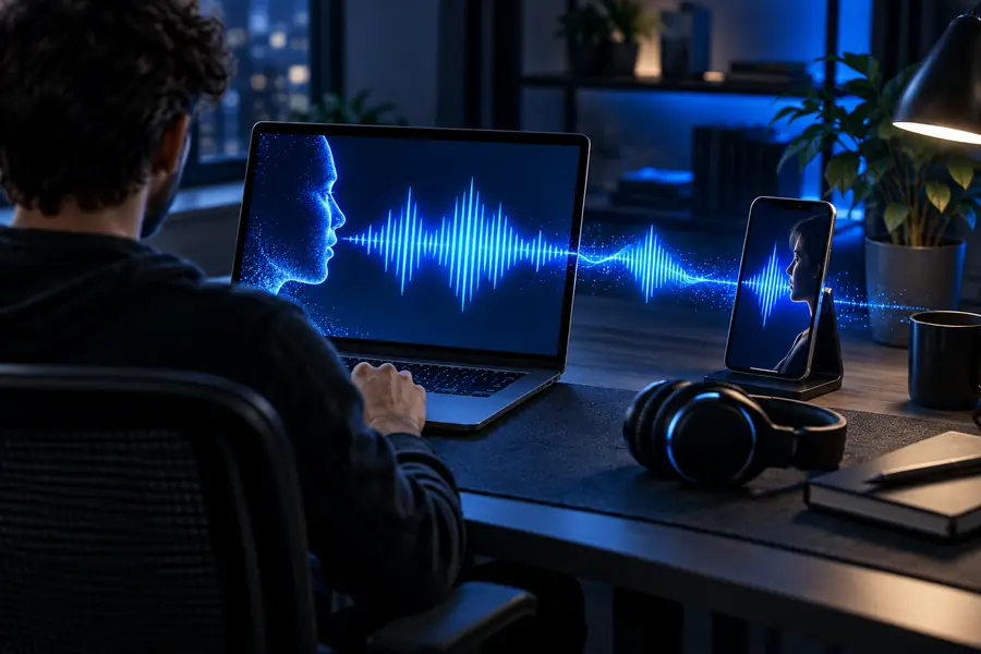 Spoken audio result created from prepared text