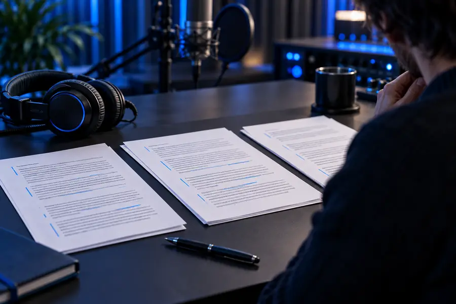Written script prepared for voice generation